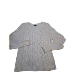 Talbots Women's size‎ Large Chunky Cable Knit Preppy Crewneck Grandpa Sweater